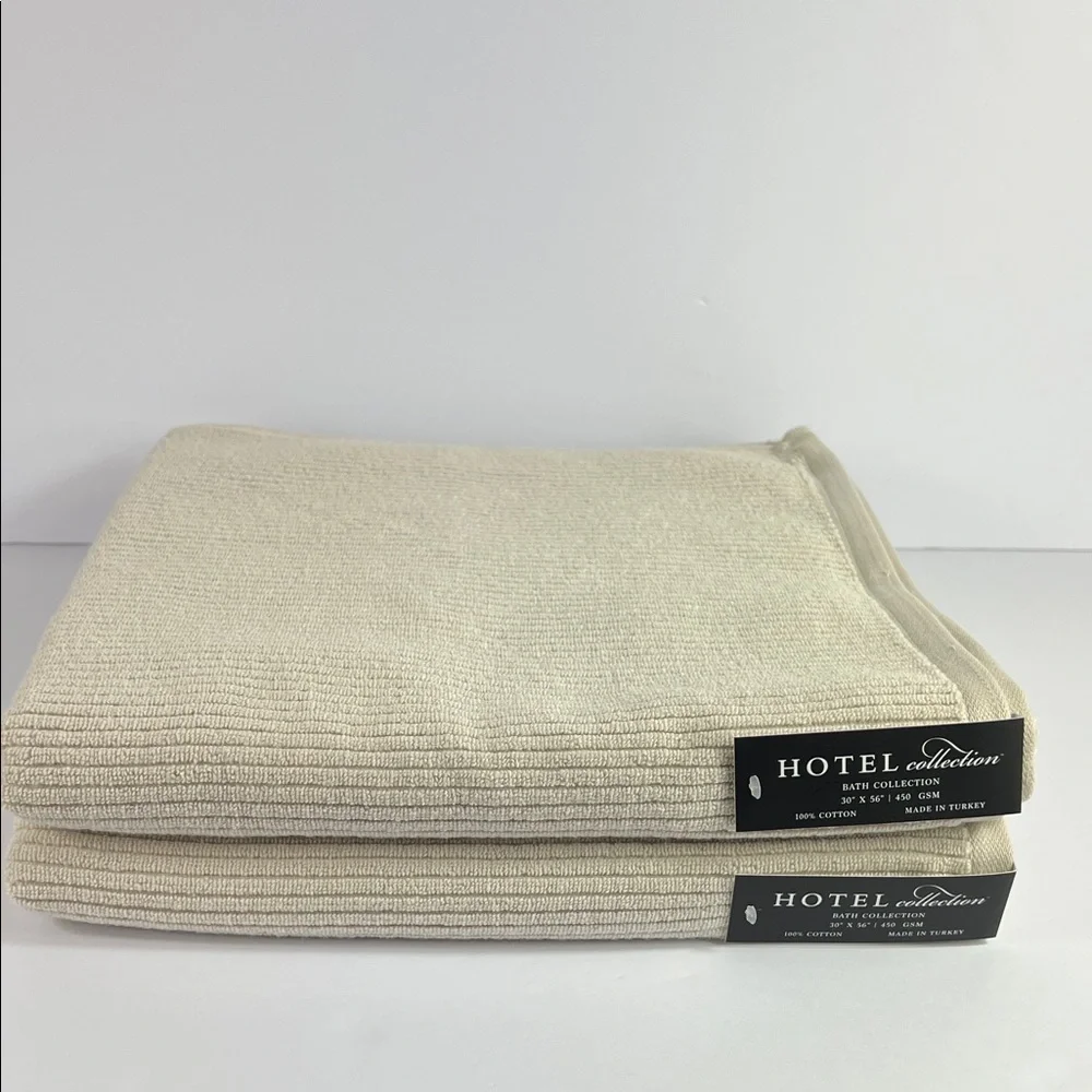 Hotel Collection Bath Towels Tan Luxury 100% Cotton Made in Turkey 2 Pc Set NEW